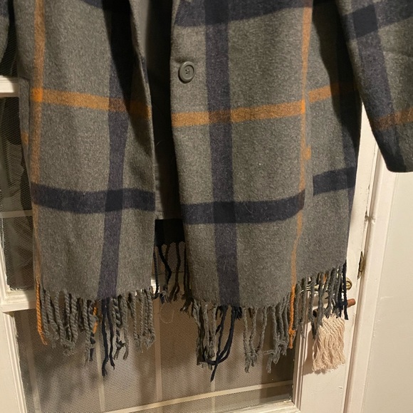 BB Dakota Elementary Plaid Fringed Coat - Picture 2 of 8